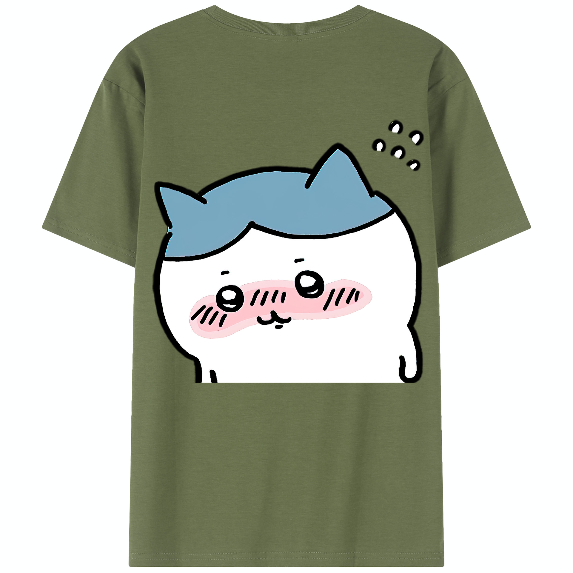（画像用） ちいかわ ハチワレ Chii-kawa hachiware 綿100％半袖Tシャツ（背面プリント）